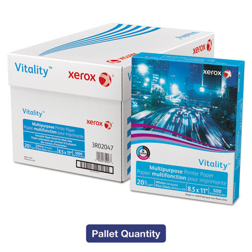 Vitality Multipurpose Print Paper, 92 Bright, 20 lb Bond Weight, 8.5 x 11, White, 500/Ream, 10 Reams/Ct, 40 Cartons/Pallet