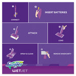 WetJet Mop, 11 x 5 White Cloth Head, 46" Purple/Silver Aluminum/Plastic Handle