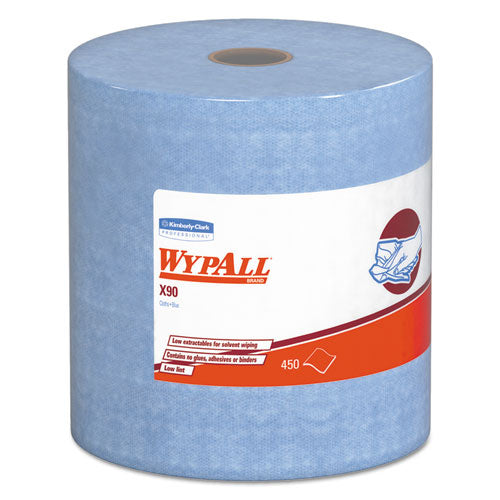 X90 Cloths, Jumbo Roll, 2-Ply, 11.1 x 13.4, Denim Blue, 450/Roll