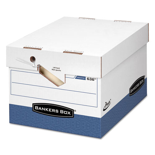 PRESTO Ergonomic Design Storage Boxes, Letter/Legal Files, 12.88" x 16.5" x 10.38", White/Blue, 12/Carton