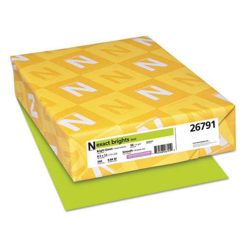 Exact Brights Paper, 20 lb Bond Weight, 8.5 x 11, Bright Green, 500/Ream