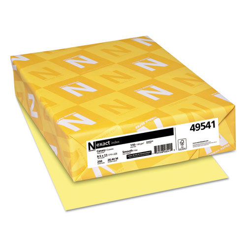 Exact Index Card Stock, 110 lb Index Weight, 8.5 x 11, Canary, 250/Pack