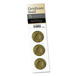 Certificate Seals, 1.75" dia, Gold, 3/Sheet, 5 Sheets/Pack