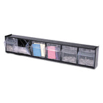 Tilt Bin Interlocking Multi-Bin Storage Organizer, 6 Sections, 23.63" x 3.63" x 4.5", Black/Clear