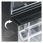 Tilt Bin Interlocking Multi-Bin Storage Organizer, 4 Sections, 23.63" x 6.63" x 8.13", Black/Clear