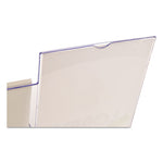 Superior Image Slanted Sign Holder with Side Pocket, 13.5w x 4.25d x 10.88h, Clear