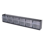 Tilt Bin Interlocking Multi-Bin Storage Organizer, 6 Sections, 23.63" x 3.63" x 4.5", Black/Clear