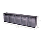 Tilt Bin Interlocking Multi-Bin Storage Organizer, 5 Sections, 23.63" x 5.25" x 6.5", Black/Clear