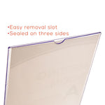 Superior Image Slanted Sign Holder with Side Pocket, 13.5w x 4.25d x 10.88h, Clear