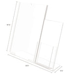 Superior Image Slanted Sign Holder with Side Pocket, 13.5w x 4.25d x 10.88h, Clear