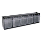 Tilt Bin Interlocking Multi-Bin Storage Organizer, 5 Sections, 23.63" x 5.25" x 6.5", Black/Clear