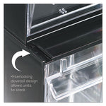 Tilt Bin Interlocking Multi-Bin Storage Organizer, 5 Sections, 23.63" x 5.25" x 6.5", Black/Clear