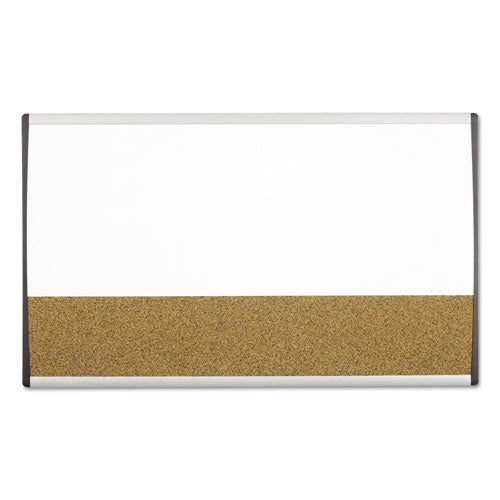 ARC Frame Cubicle Dry Erase/Cork Board, 30 x 18, Tan/White Surface, Silver Aluminum Frame