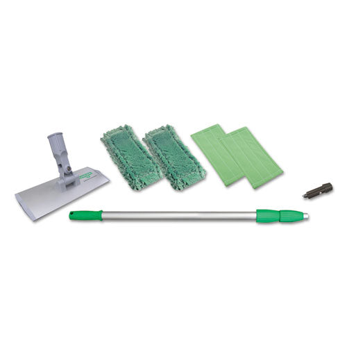 SpeedClean Window Cleaning Kit, Aluminum, 72" Extension Pole, 8" Pad Holder, Silver/Green