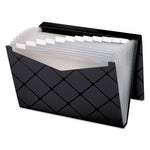 Poly Expanding File, 1.5" Expansion, 13 Sections, Cord/Hook Closure, 1/12-Cut Tabs, Letter Size, Black