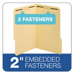 Top Tab Fastener Folder, 0.75" Expansion, 2 Fasteners, Legal Size, Manila Exterior, 50/Box