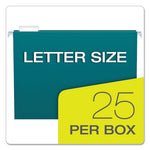 Colored Hanging Folders, Letter Size, 1/5-Cut Tabs, Teal, 25/Box