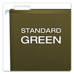 Extra Capacity Reinforced Hanging File Folders with Box Bottom, 1" Capacity, Letter Size, 1/5-Cut Tabs, Green, 25/Box