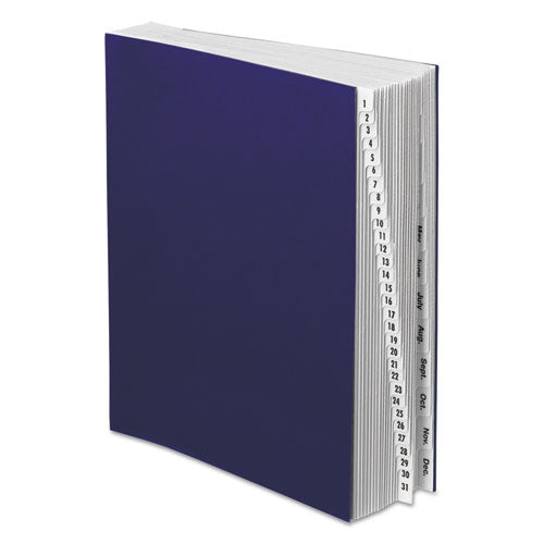 Expanding Desk File, 42 Dividers, Month/Date Index, Letter Size, Dark Blue Cover