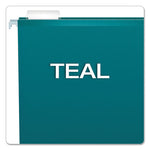 Colored Reinforced Hanging Folders, Letter Size, 1/5-Cut Tabs, Teal, 25/Box