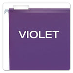 Colored Reinforced Hanging Folders, Letter Size, 1/5-Cut Tabs, Violet, 25/Box