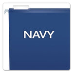 Colored Reinforced Hanging Folders, Letter Size, 1/5-Cut Tabs, Navy, 25/Box