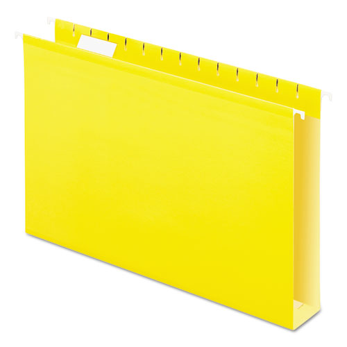 Extra Capacity Reinforced Hanging File Folders with Box Bottom, 2" Capacity, Legal Size, 1/5-Cut Tabs, Yellow, 25/Box