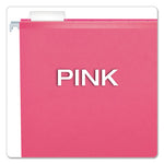 Colored Reinforced Hanging Folders, Letter Size, 1/5-Cut Tabs, Pink, 25/Box