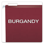 Colored Reinforced Hanging Folders, Letter Size, 1/5-Cut Tabs, Burgundy, 25/Box