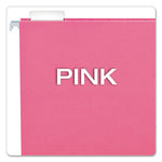 Colored Hanging Folders, Letter Size, 1/5-Cut Tabs, Pink, 25/Box