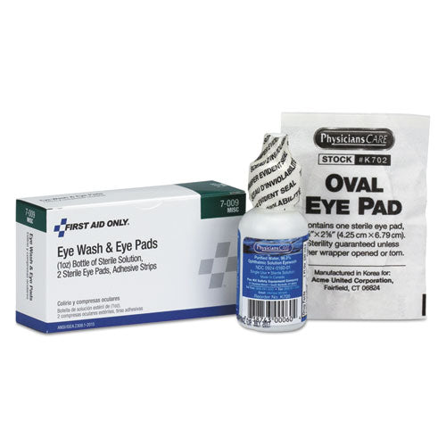 Eyewash Set w/Eyepads and Adhesive Strips, 4 Pieces