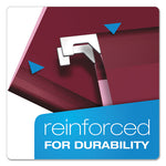 Colored Reinforced Hanging Folders, Letter Size, 1/5-Cut Tabs, Burgundy, 25/Box