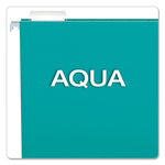 Colored Hanging Folders, Letter Size, 1/5-Cut Tabs, Aqua, 25/Box