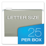 Colored Reinforced Hanging Folders, Letter Size, 1/5-Cut Tabs, Gray, 25/Box