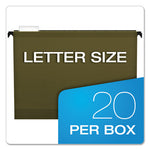 Extra-Capacity SureHook Hanging Folders, 2" Capacity, Letter Size, 1/5-Cut Tabs, Standard Green, 20/Box