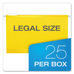 Extra Capacity Reinforced Hanging File Folders with Box Bottom, 2" Capacity, Legal Size, 1/5-Cut Tabs, Yellow, 25/Box