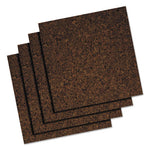 Cork Tile Panels, 12 x 12, Dark Brown Surface, 4/Pack