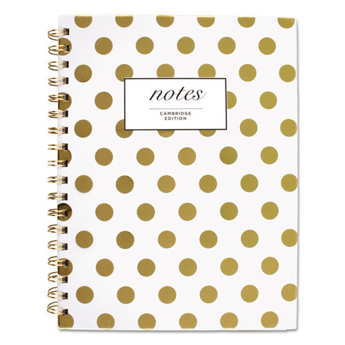 Gold Dots Hardcover Notebook, 1-Subject, Wide/Legal Rule, White/Gold Cover, (80) 9.5 x 7 Sheets