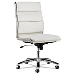 Alera Neratoli Mid-Back Slim Profile Chair, Faux Leather, Up to 275 lb, 18.3" to 21.85" Seat Height, White Seat/Back, Chrome