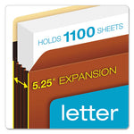 Extra-Wide Heavy-Duty File Pockets, 5.25" Expansion, Letter Size, Redrope, 10/Box