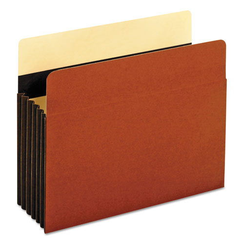 Extra-Wide Heavy-Duty File Pockets, 5.25" Expansion, Letter Size, Redrope, 10/Box