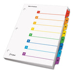 OneStep Printable Table of Contents and Dividers, 8-Tab, 1 to 8, 11 x 8.5, White, Assorted Tabs, 1 Set