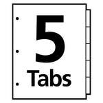 Write and Erase Big Tab Paper Dividers, 5-Tab, 11 x 8.5, White, White Tabs, 1 Set