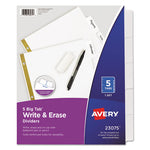 Write and Erase Big Tab Paper Dividers, 5-Tab, 11 x 8.5, White, White Tabs, 1 Set