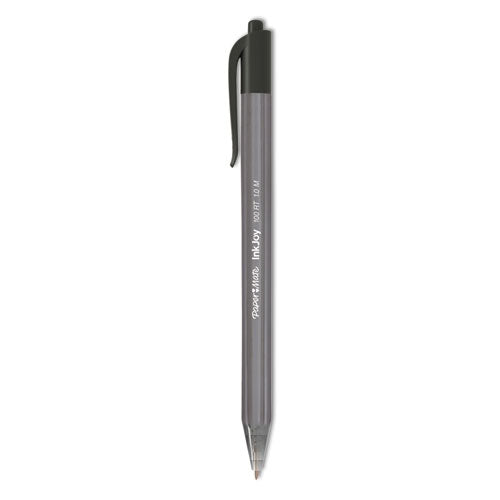 InkJoy 100 RT Ballpoint Pen, Retractable, Medium 1 mm, Black Ink, Smoke/Black Barrel, Dozen