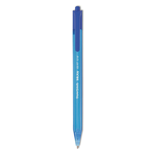 InkJoy 100 RT Ballpoint Pen, Retractable, Medium 1 mm, Blue Ink, Translucent Blue Barrel, Dozen