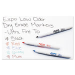 Low-Odor Dry-Erase Marker, Extra-Fine Bullet Tip, Assorted Colors, 4/Pack