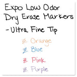 Low-Odor Dry-Erase Marker, Extra-Fine Bullet Tip, Assorted Colors, 4/Set
