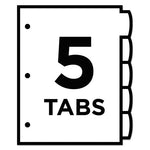 Big Tab Ultralast Plastic Dividers, 5-Tab, 11 x 8.5, Assorted, 1 Set