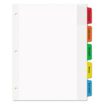 Movable Tab Dividers with Color Tabs, 5-Tab, 11 x 8.5, White, 1 Set